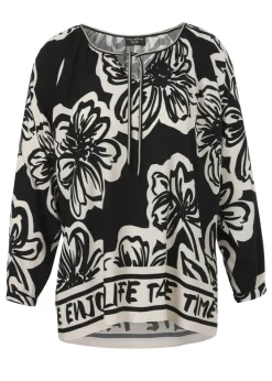 Zarte Viskose Schlupfbluse Print Bicolor
