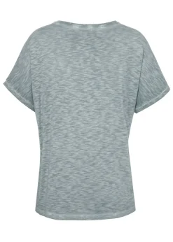 Zartes T-Shirt mit Strukturmuster und Schmucksteinchen